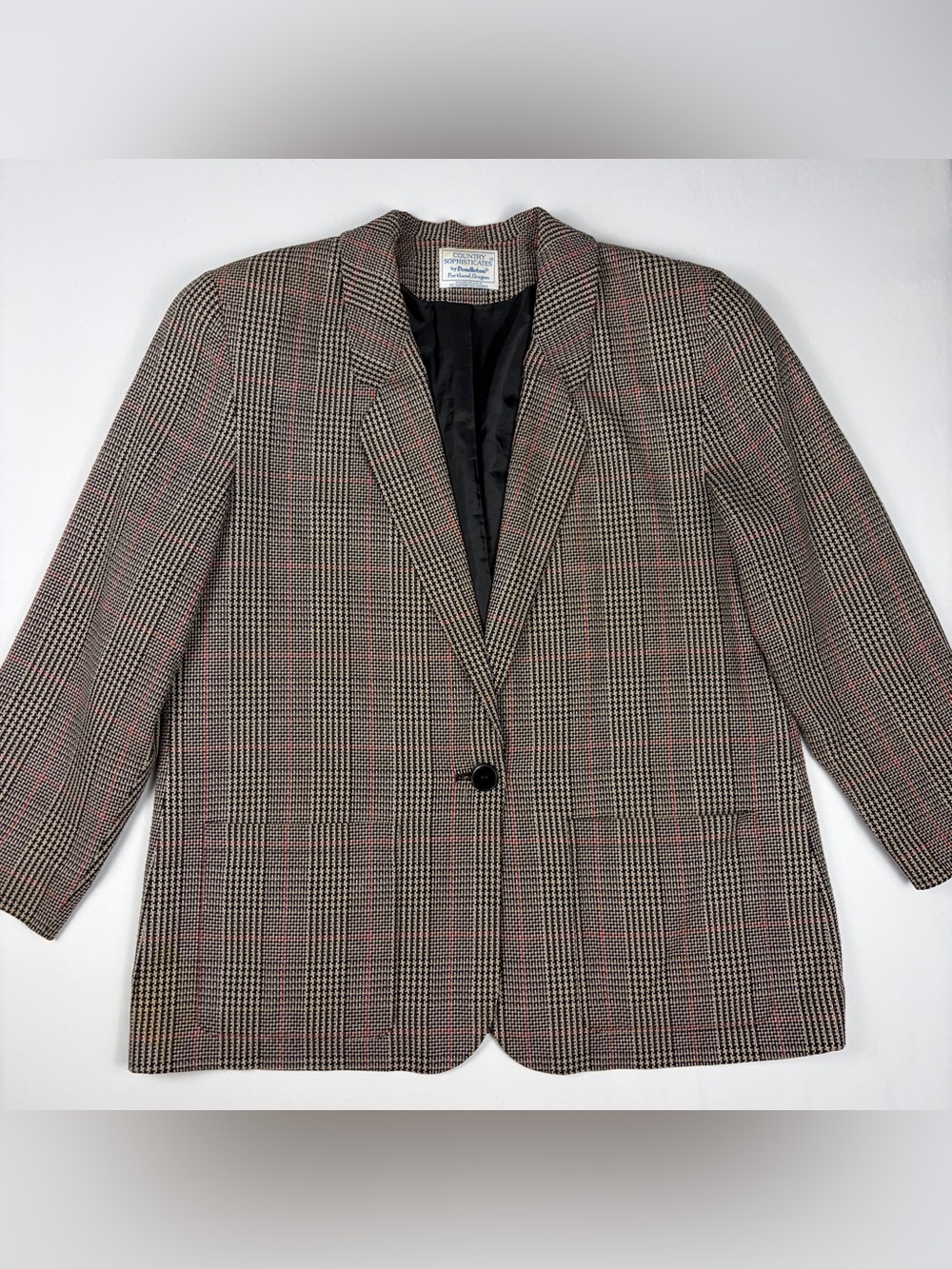Pendleton Sophisticates Plaid Blazer Jacket Womens 16W Gray Glen Plaid Rayon
